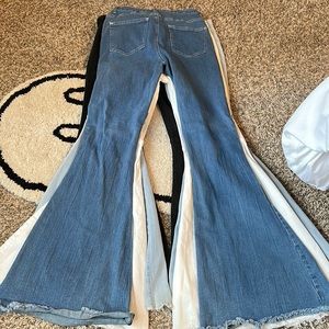 Free people put on flare jeans